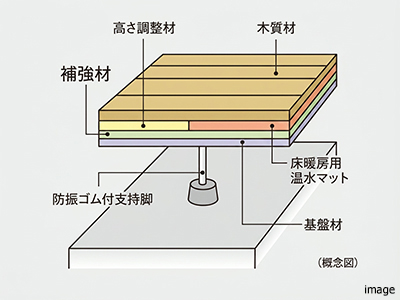 二重床の補強材｜ザ・パークハウス渋谷南平台